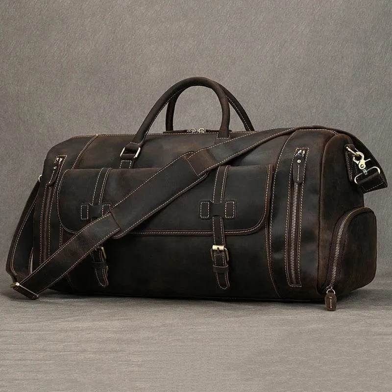 Crazy Horse Leather Duffle – Large Capacity Travel Weekender