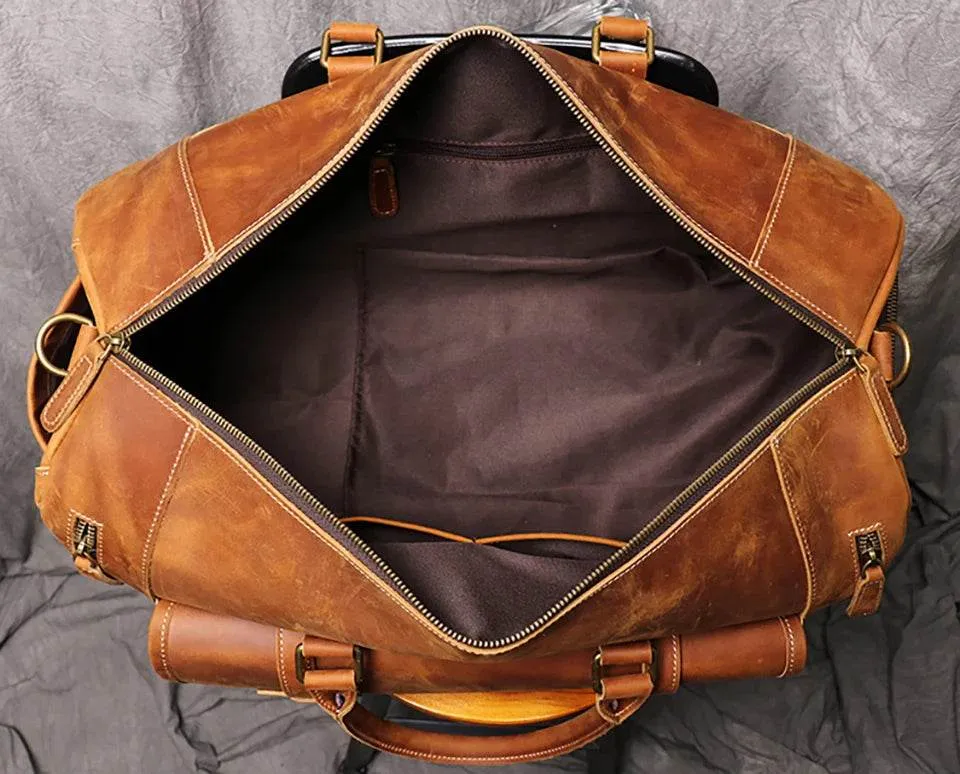 Crazy Horse Leather Duffle – Large Capacity Travel Weekender