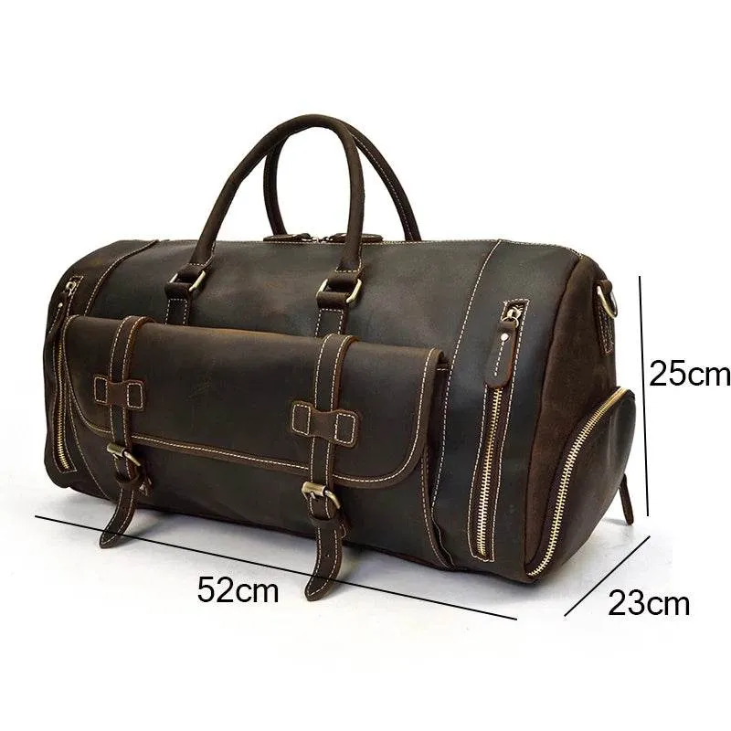 Crazy Horse Leather Duffle – Large Capacity Travel Weekender