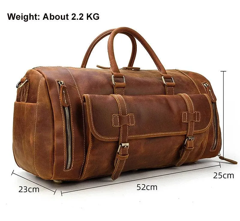Crazy Horse Leather Duffle – Large Capacity Travel Weekender