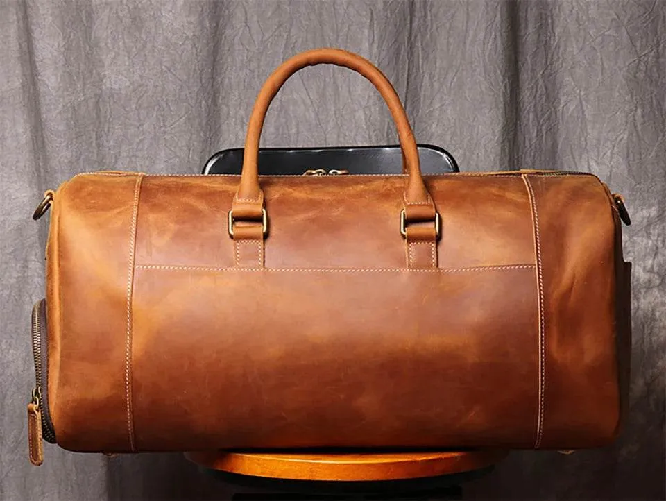 Crazy Horse Leather Duffle – Large Capacity Travel Weekender