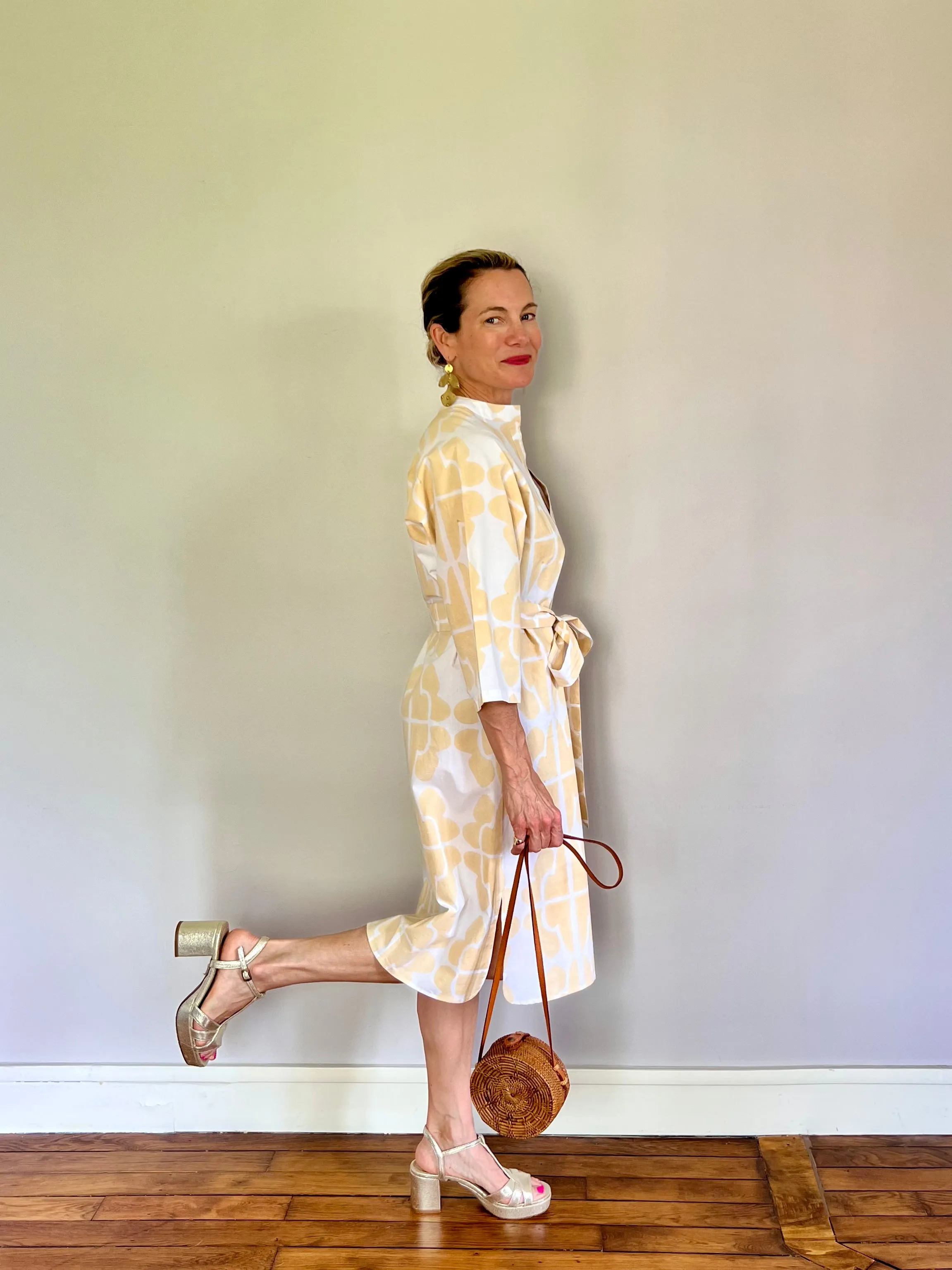 Cream Butterfly Midi Dress