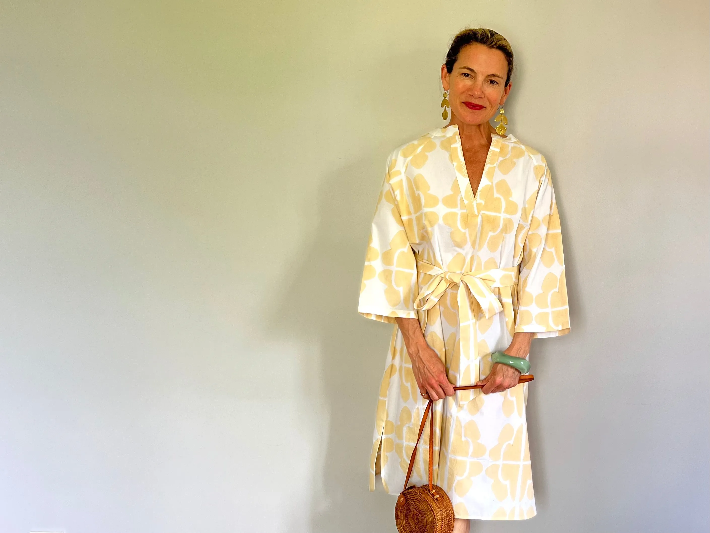 Cream Butterfly Midi Dress