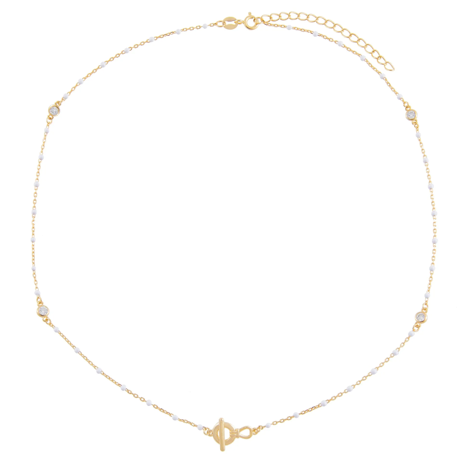 CZ X Enamel Toggle Necklace