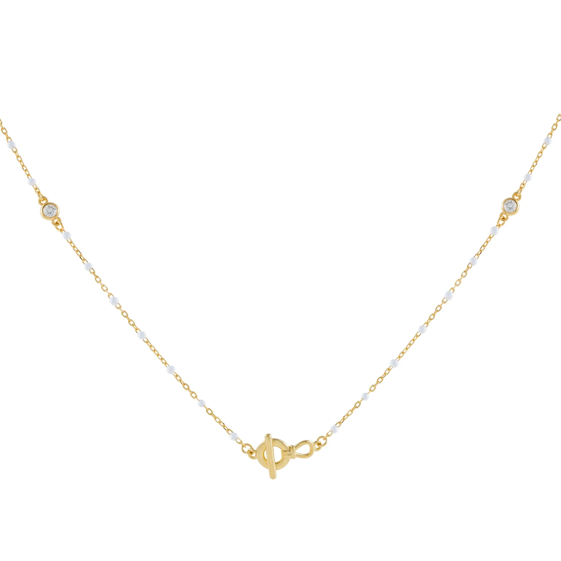 CZ X Enamel Toggle Necklace