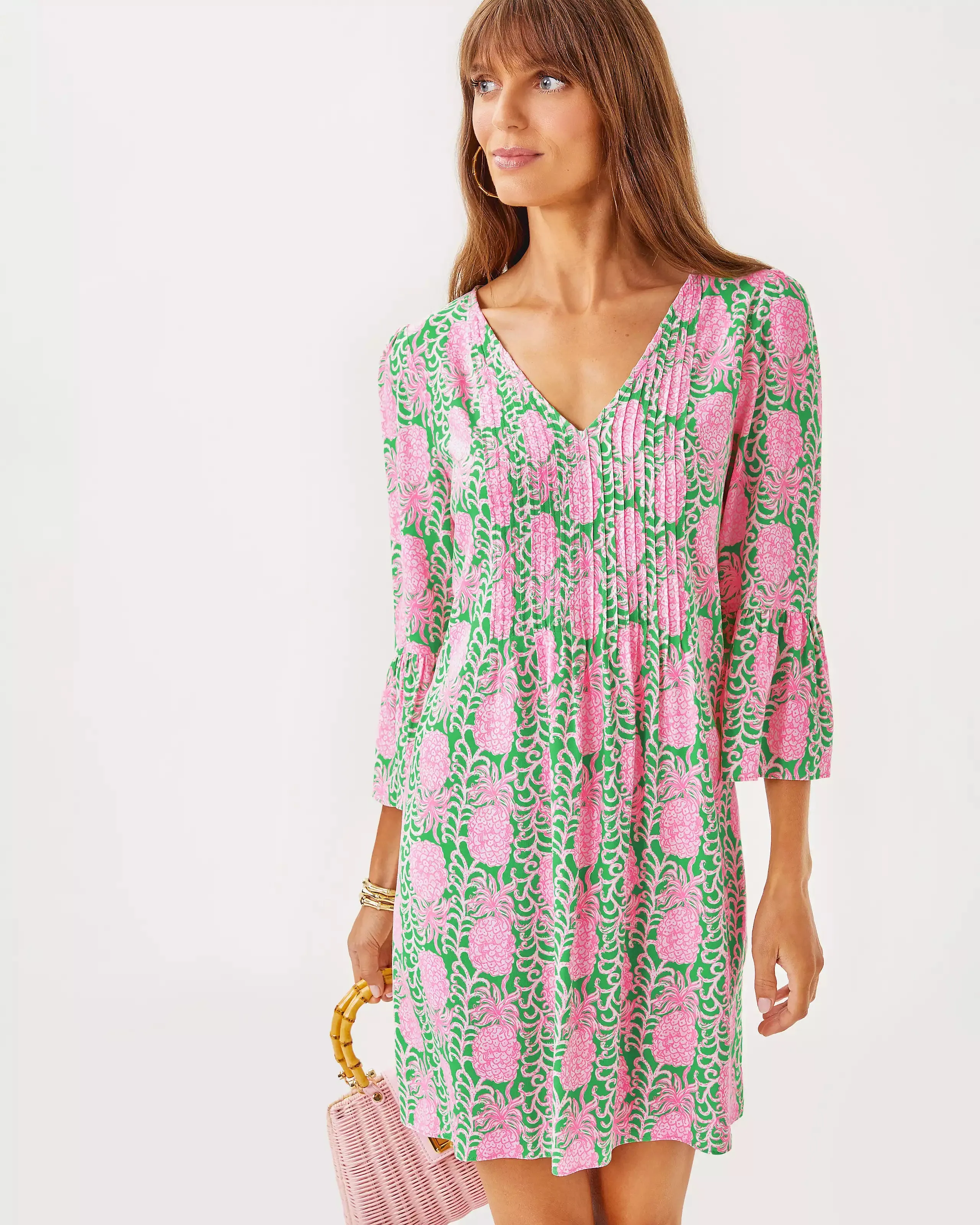 Danika 3/4 Sleeve Tunic Dress (Party Like A Pineapple)