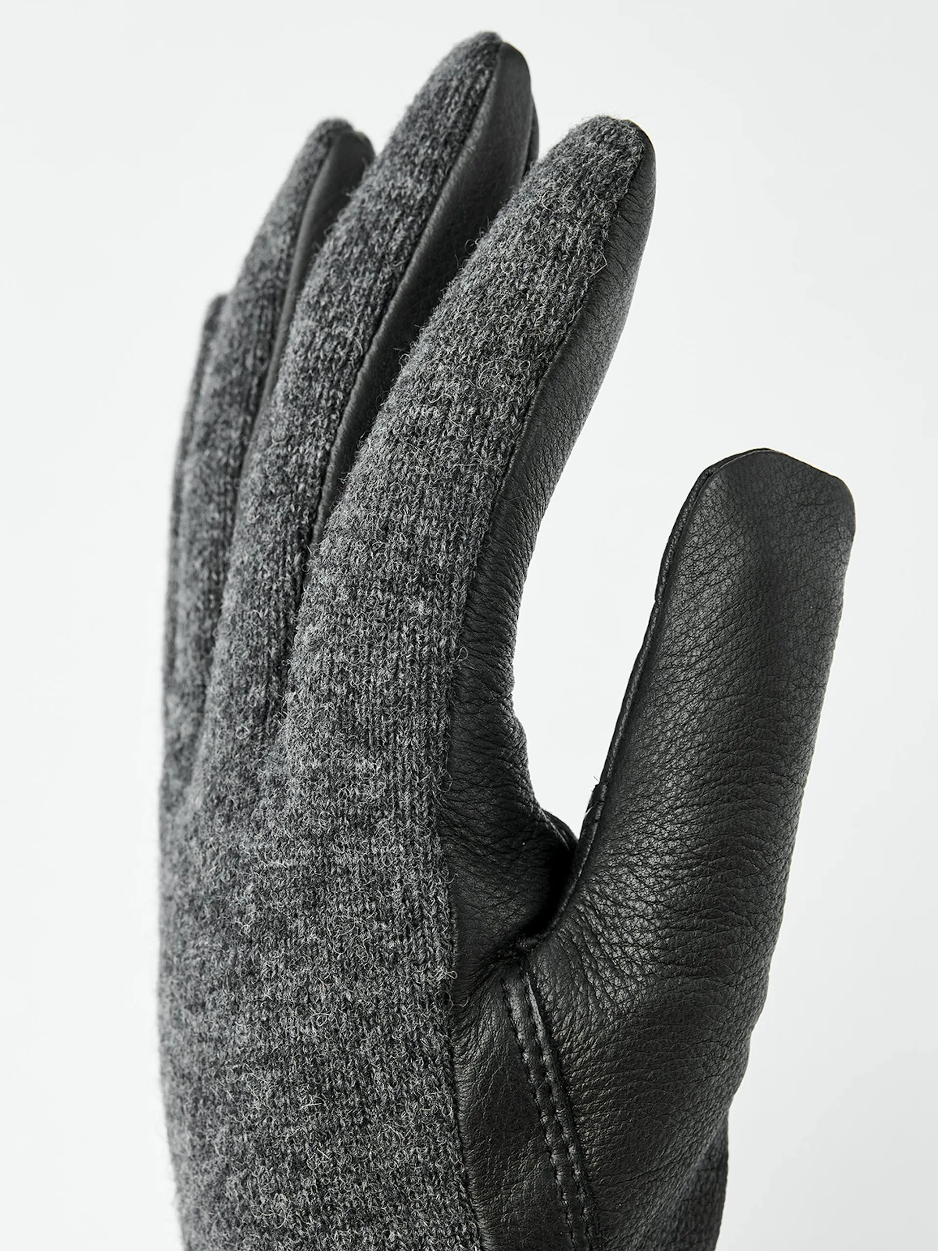 Deerskin Wool Gloves - Charcoal & Black