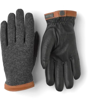 Deerskin Wool Gloves - Charcoal & Black