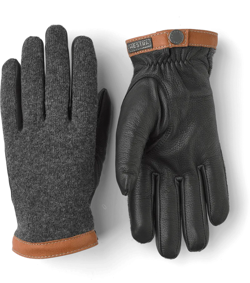 Deerskin Wool Gloves - Charcoal & Black