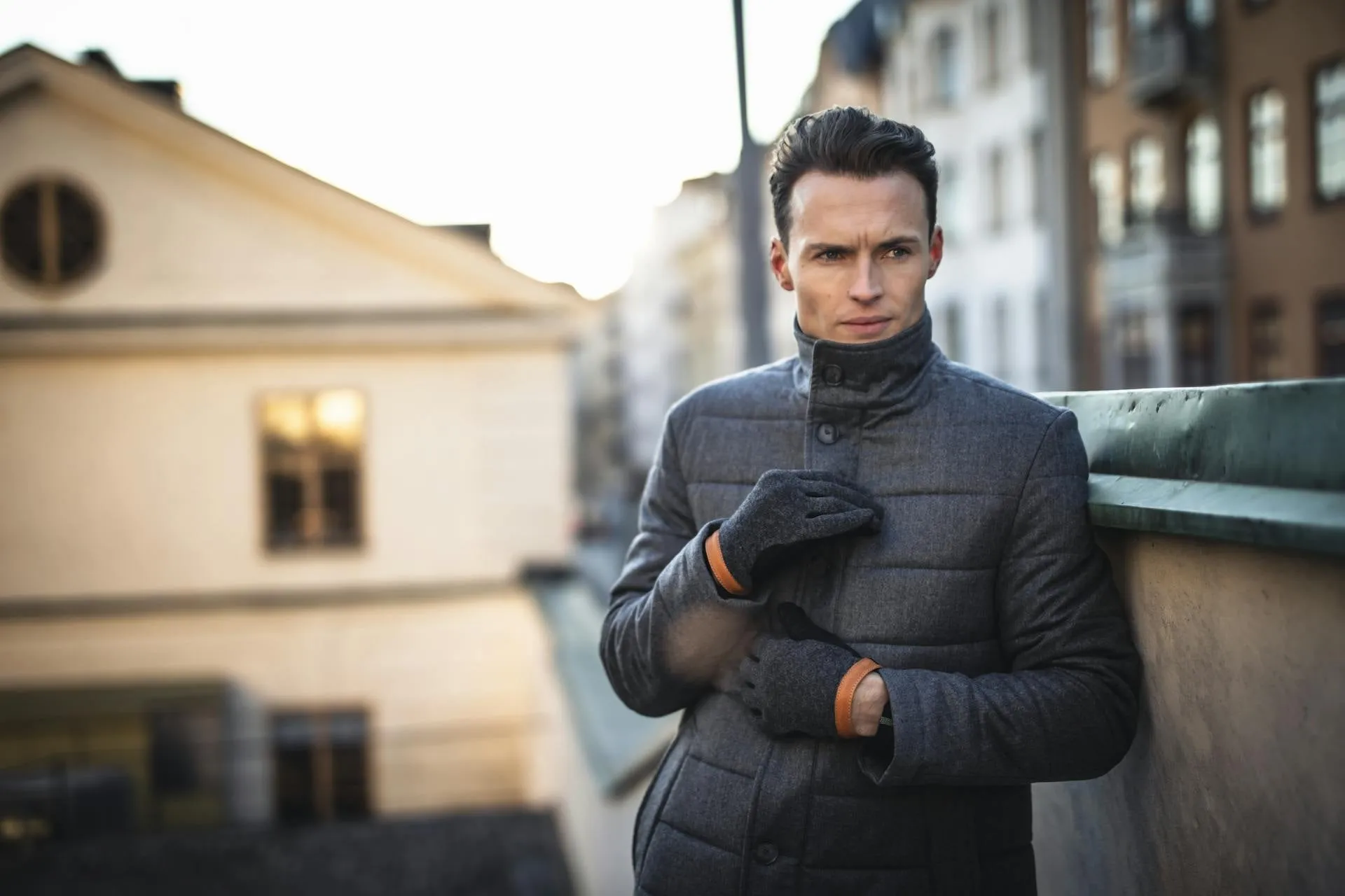 Deerskin Wool Gloves - Charcoal & Black