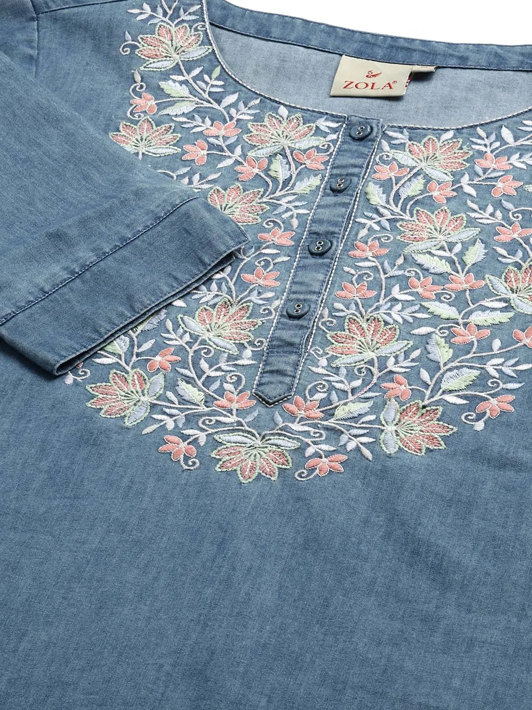 Denim Tunics - Buy Stone Round Neck Straight Denim Tunic for Women Online - Zola