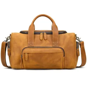 Designer Business Travel Leather Duffle Bag for Men Outdoor Coffee