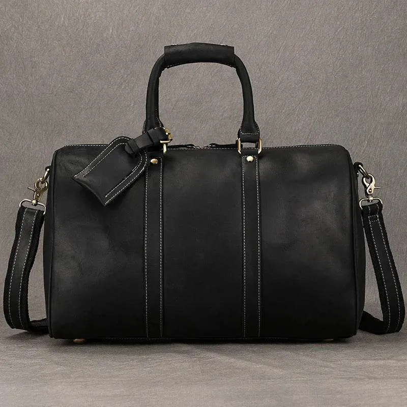 Designer Business Travel Leather Duffle Bag for Men Outdoor Coffee