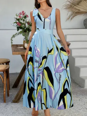Devine  Printed Sleeveless Maxi Dress