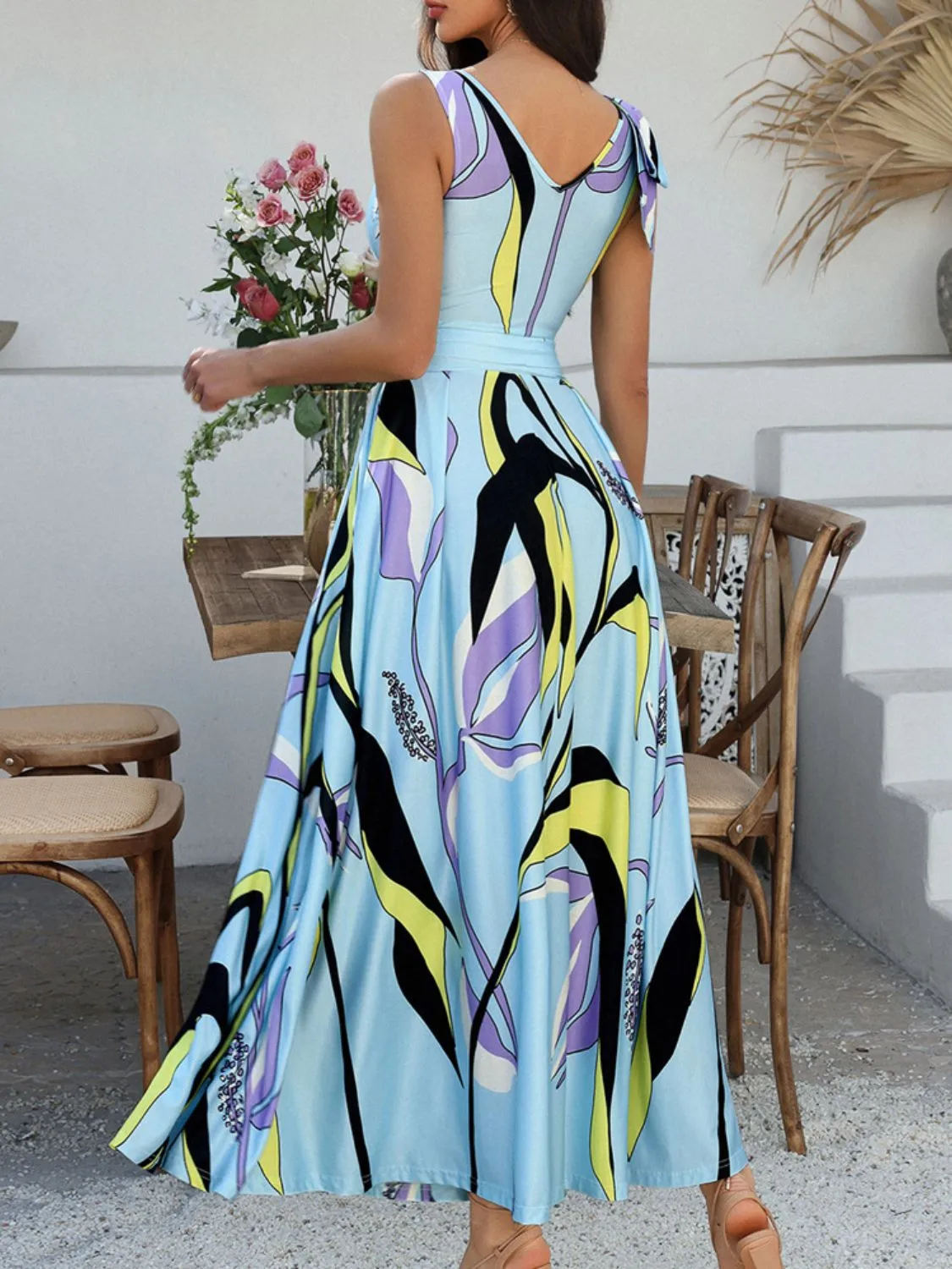 Devine  Printed Sleeveless Maxi Dress