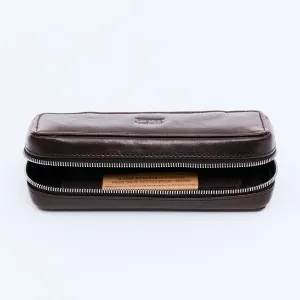 DISTRESSED DARK BROWN DUO POUCH FOR TWO WATCHES