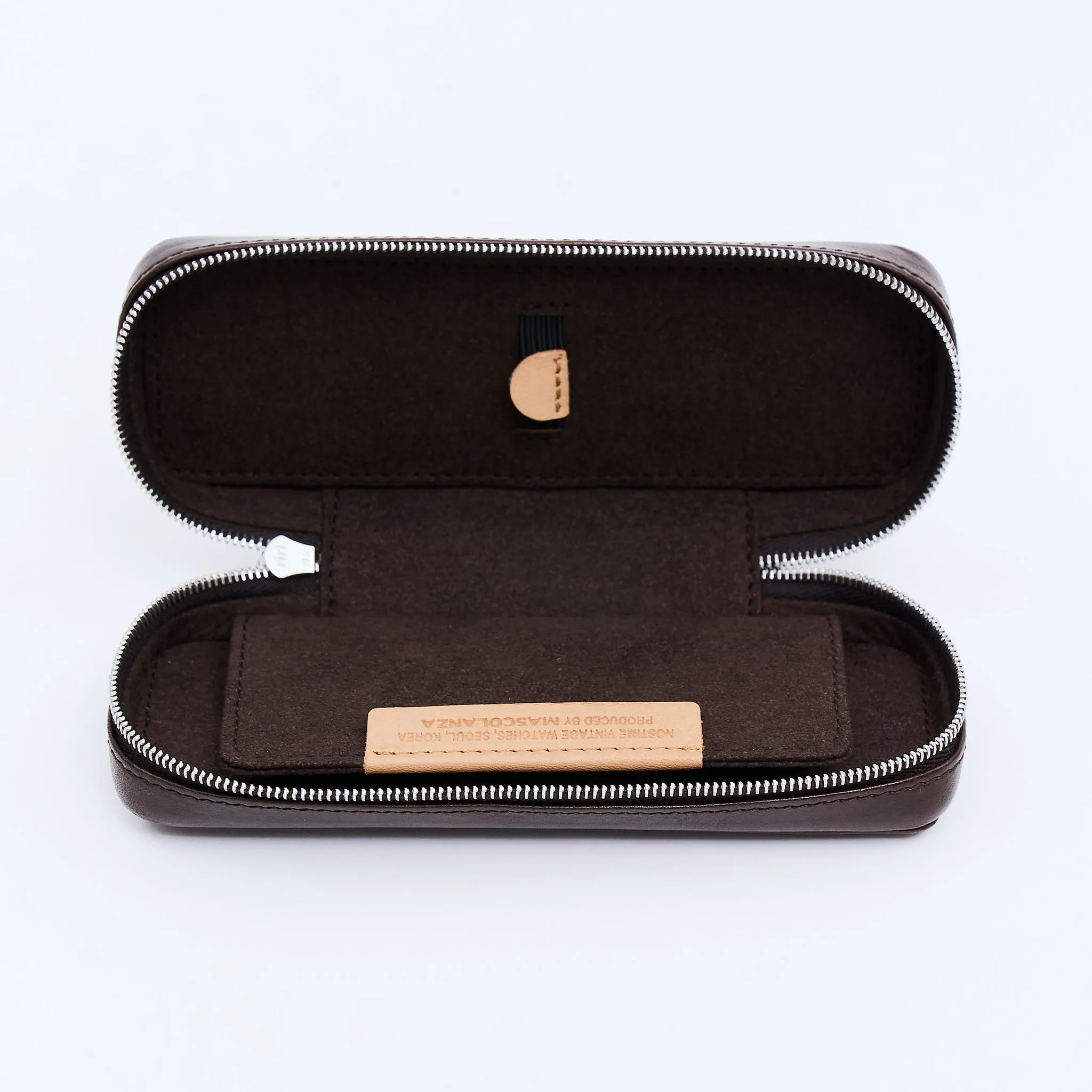 DISTRESSED DARK BROWN DUO POUCH FOR TWO WATCHES