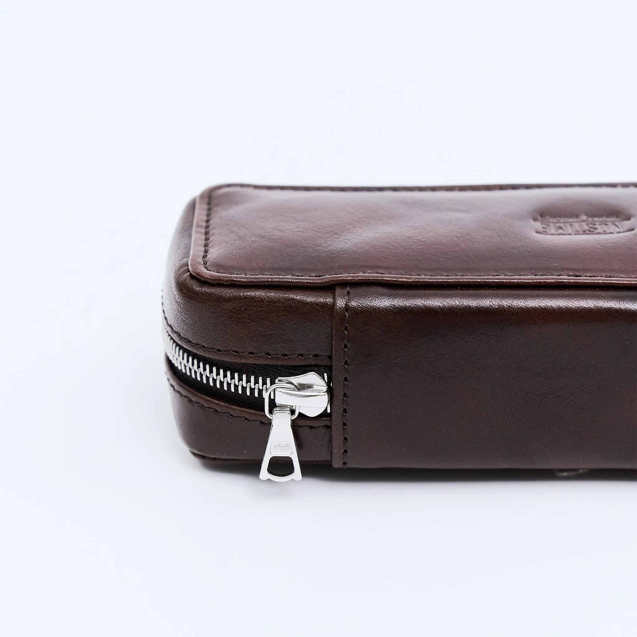 DISTRESSED DARK BROWN DUO POUCH FOR TWO WATCHES