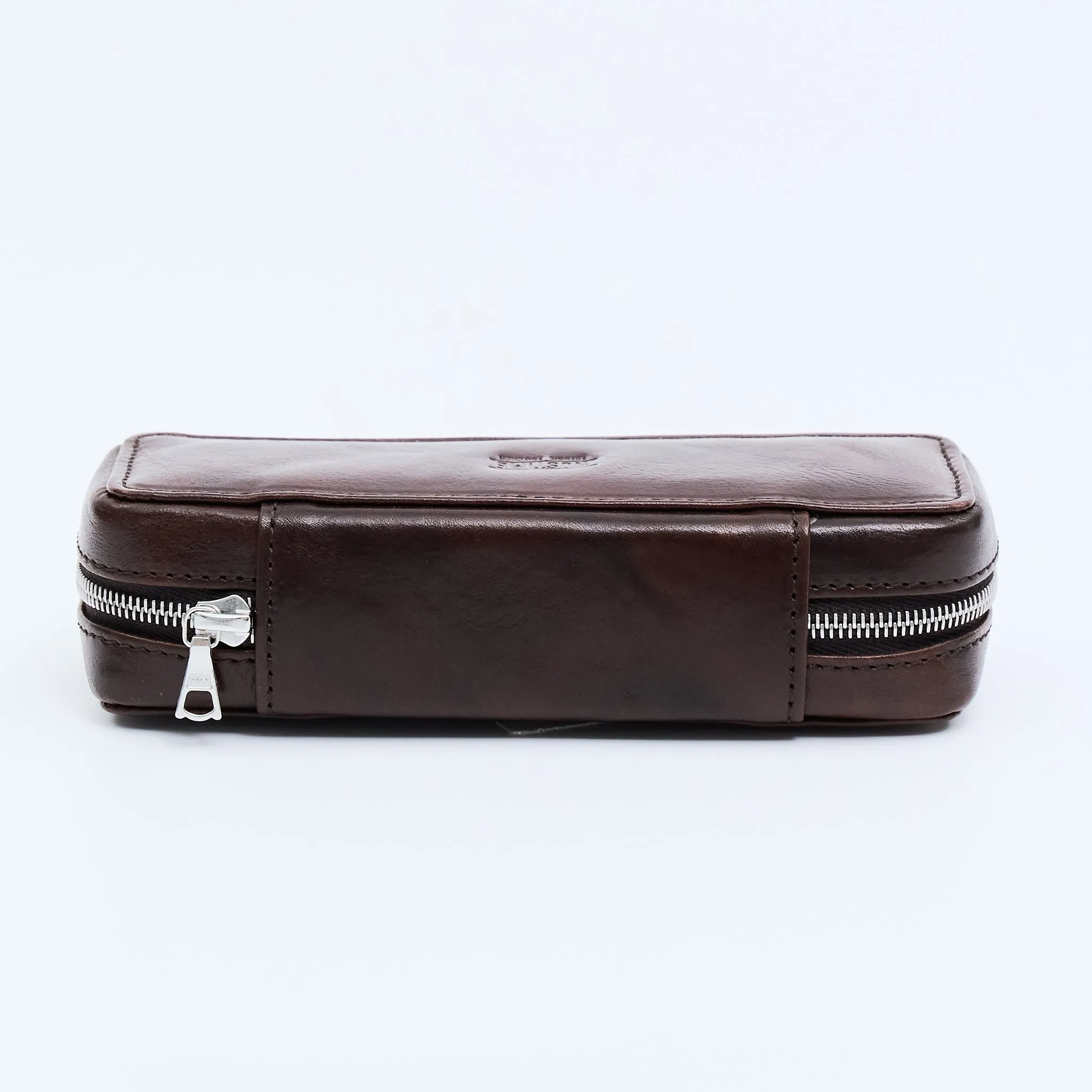 DISTRESSED DARK BROWN DUO POUCH FOR TWO WATCHES