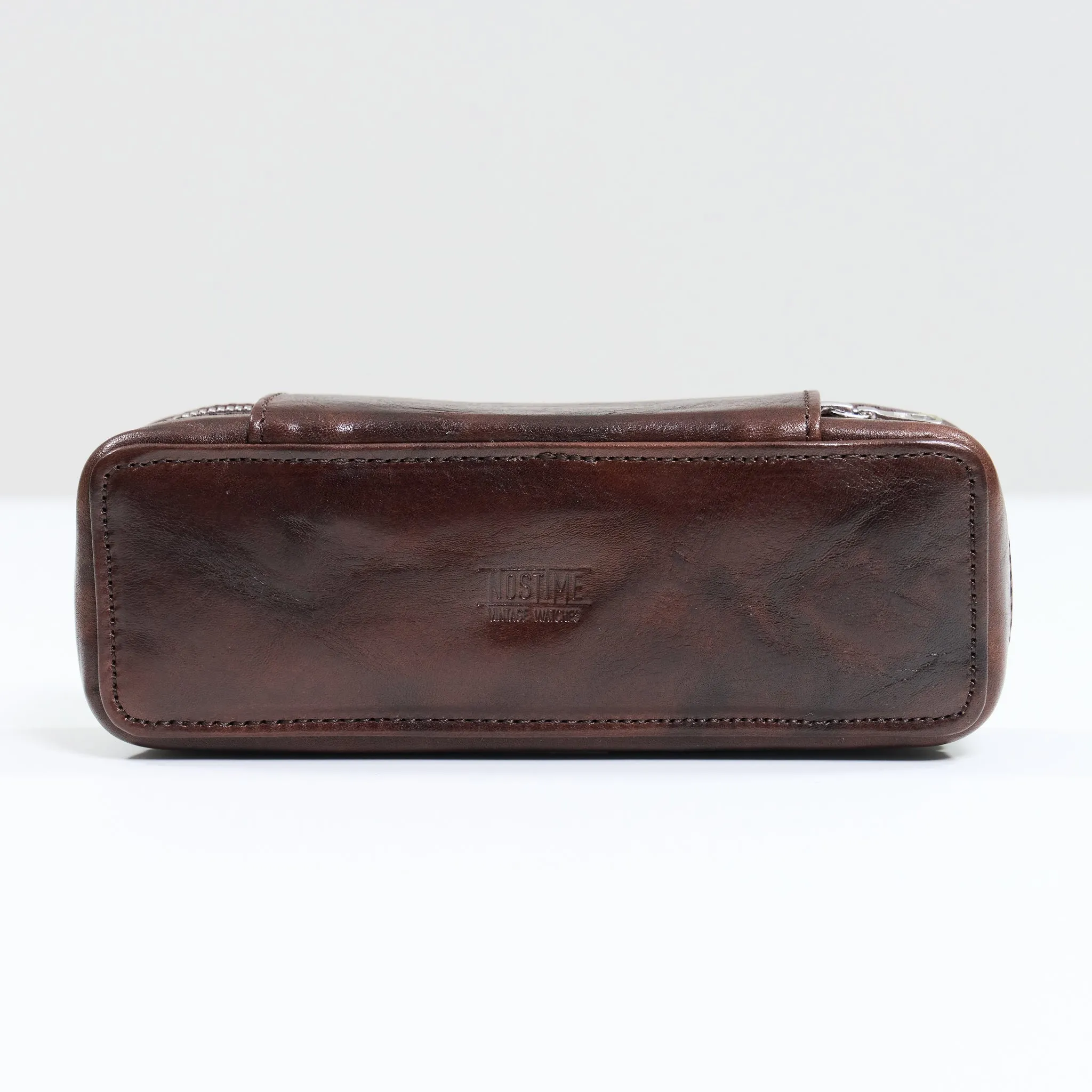DISTRESSED DARK BROWN DUO POUCH FOR TWO WATCHES