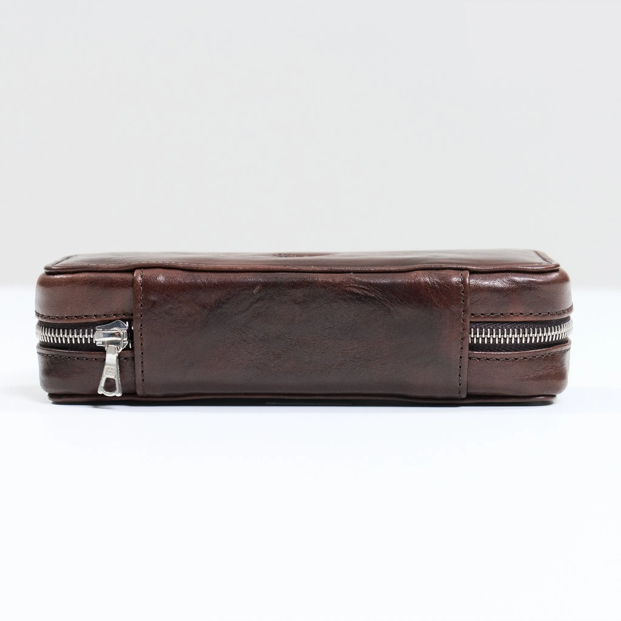 DISTRESSED DARK BROWN DUO POUCH FOR TWO WATCHES