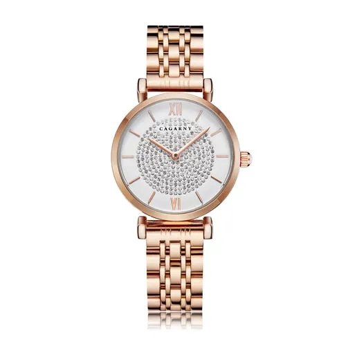 Drop Shipping Silver Rose Gold Stainless Steel Bracelet Watch Women Fashion Womens Quartz Watches Ladies Clock Female gift XFCS