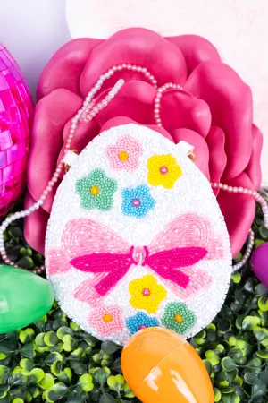 Easter Egg White Petite Seed Bead Purse
