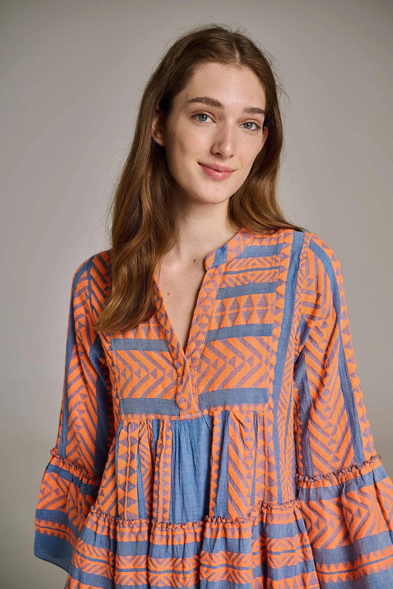 ELLA MIDI - ORANGE/BLUE