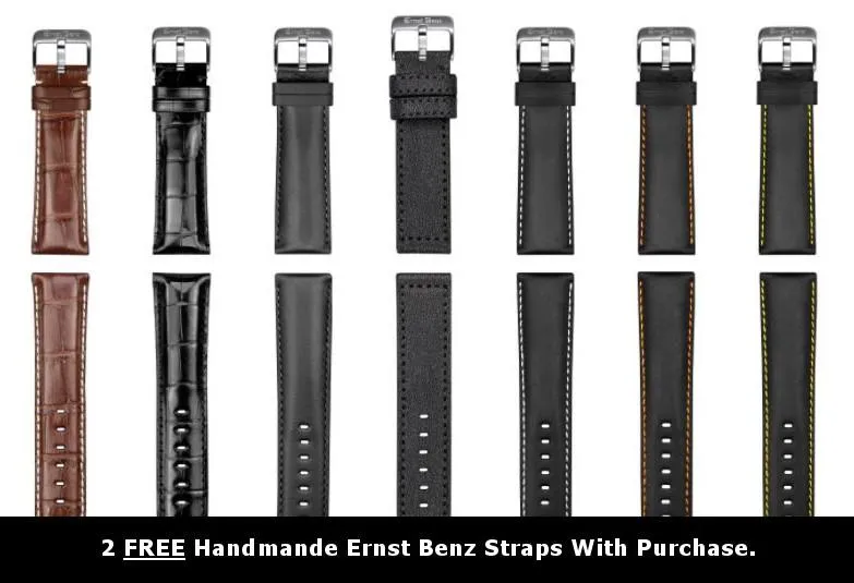 Ernst Benz Chronoscope 44mm White Dial Black Leather Band Men's Watch GC40112