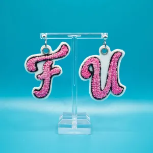 F U Embroidered Earrings