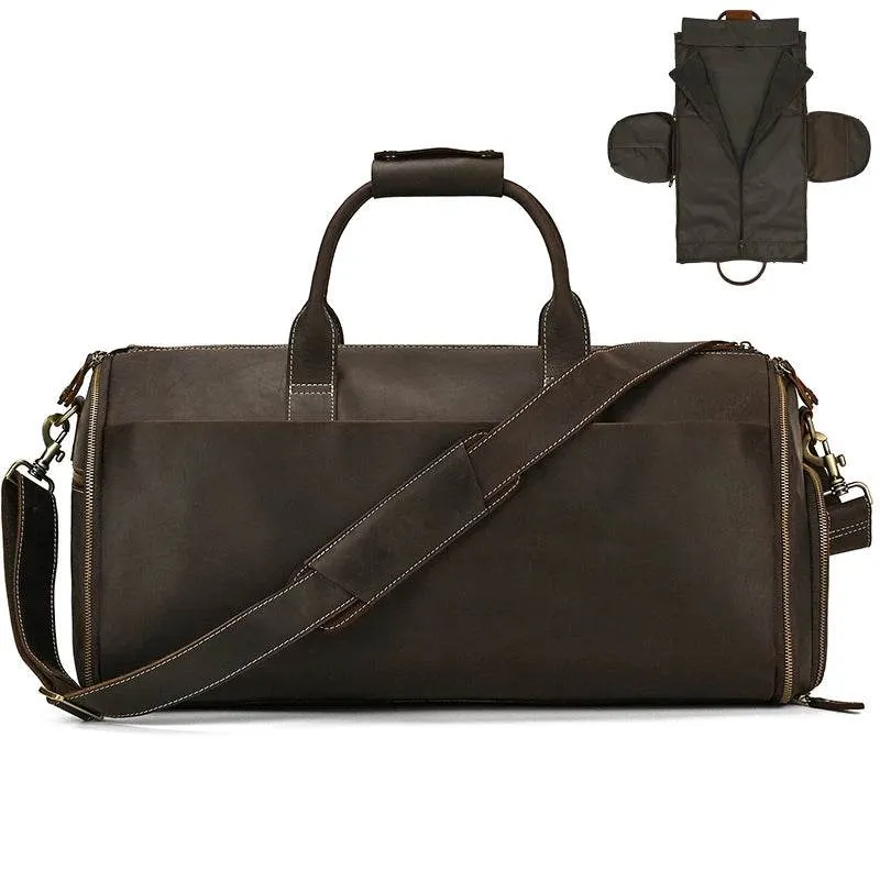 Fashion Leather Duffel Bag – Folding Bag for Suits and Travel