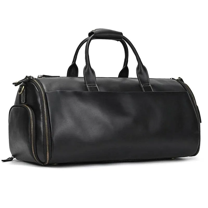 Fashion Leather Duffel Bag – Folding Bag for Suits and Travel