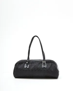 Fendi Black Zucchino Canvas Top Handle Shoulder Bag