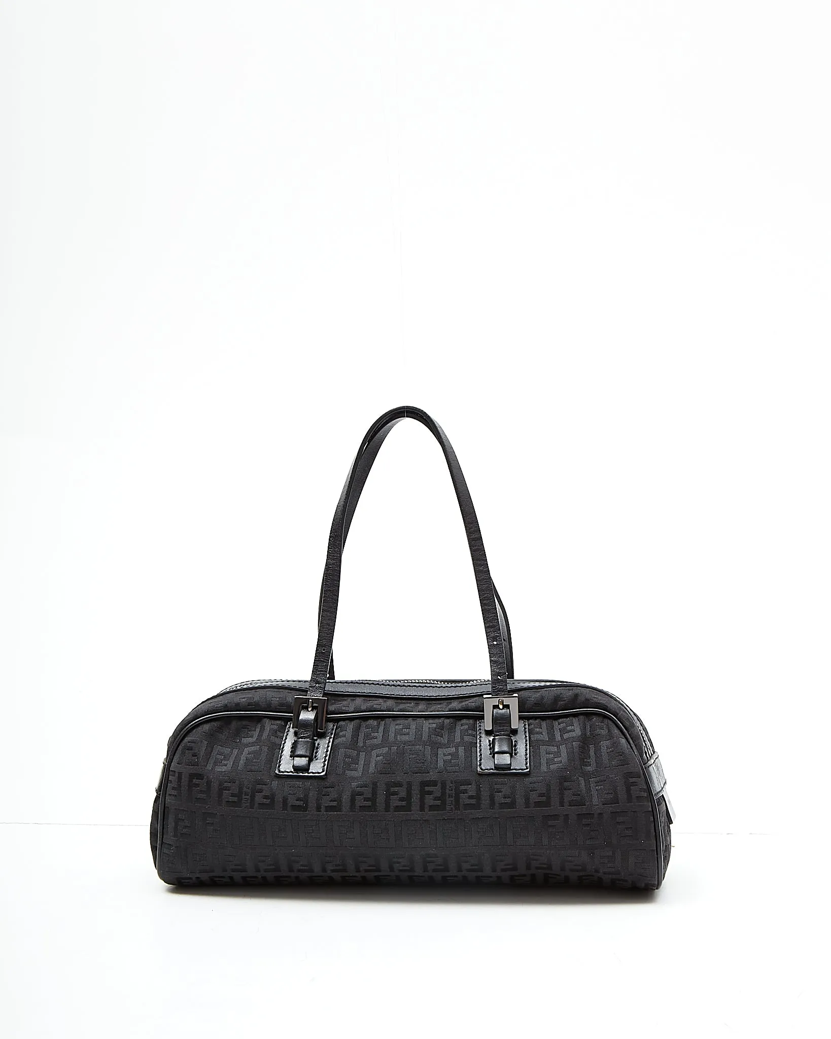 Fendi Black Zucchino Canvas Top Handle Shoulder Bag