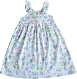 Flamingo Print Girls Sundress Pima Cotton