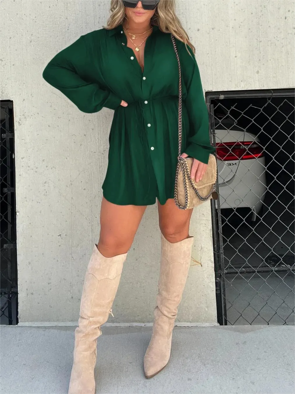 Flavia® | Satin Overnight Romper Tunic Set