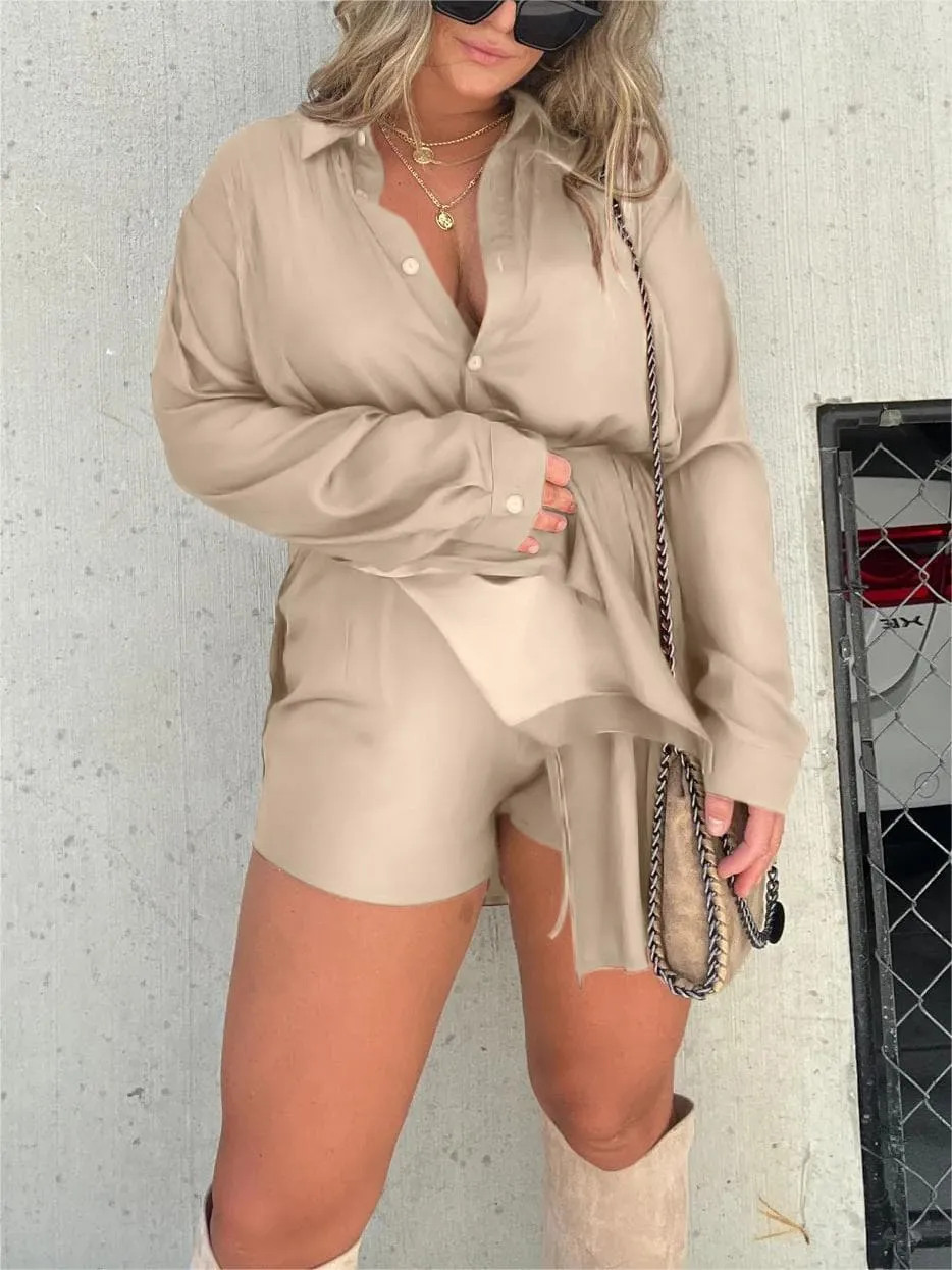 Flavia® | Satin Overnight Romper Tunic Set