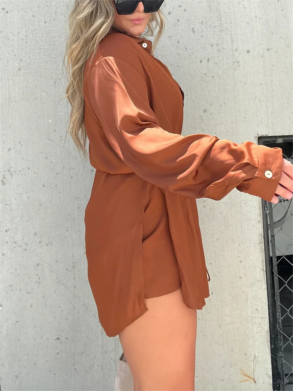Flavia® | Satin Overnight Romper Tunic Set