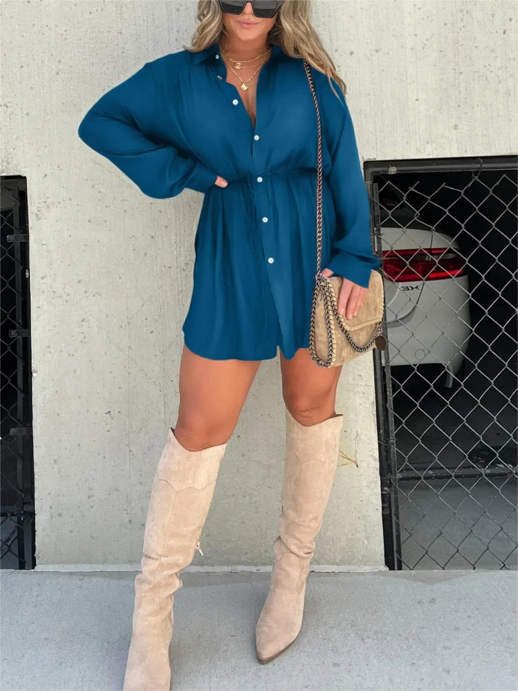 Flavia® | Satin Overnight Romper Tunic Set