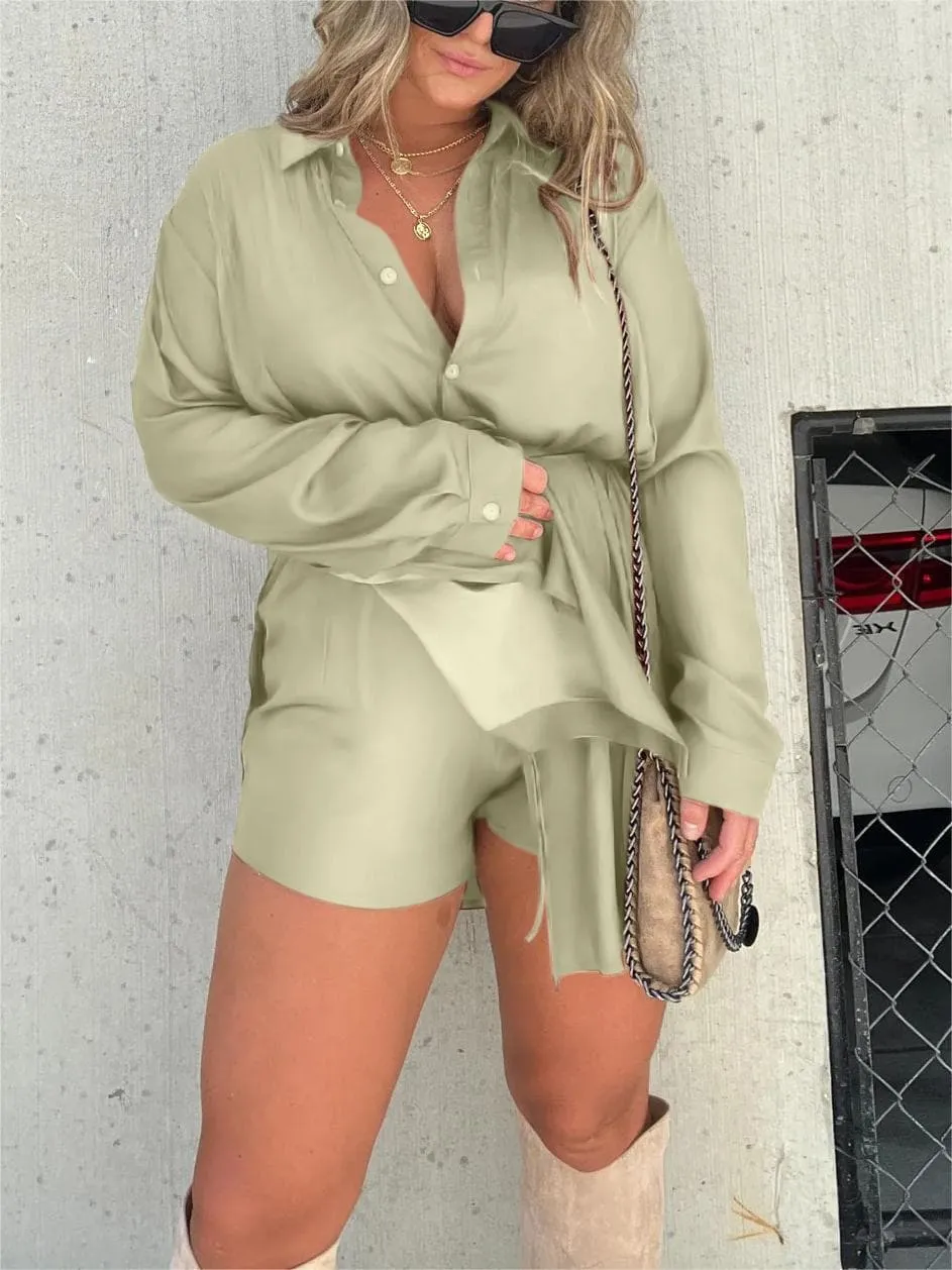 Flavia® | Satin Overnight Romper Tunic Set