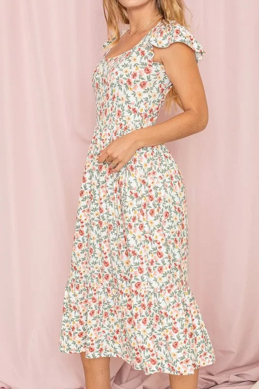 Flutter Sleeve Floral Sundress