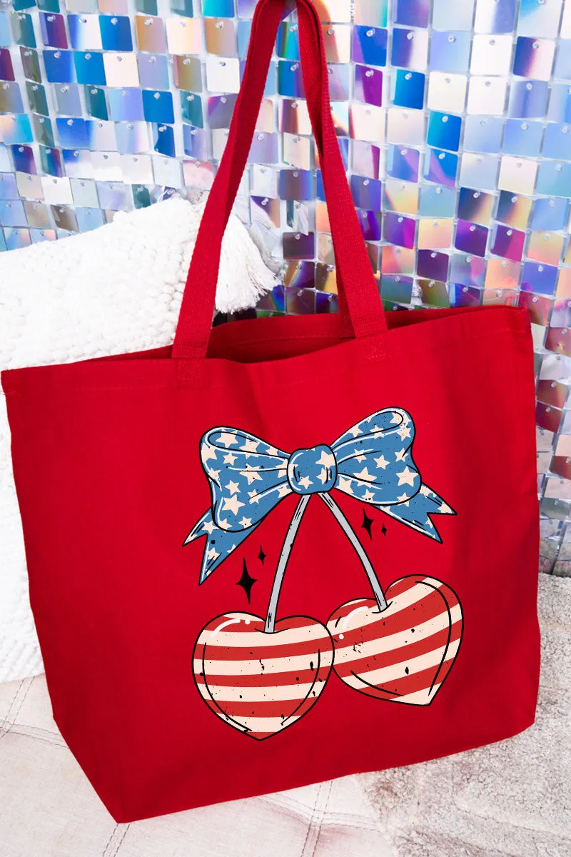 Freedom Cherries Canvas Jumbo Tote