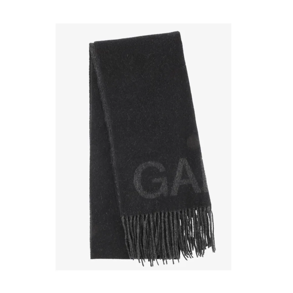 FRINGED WOOL SCARF | BLACK
