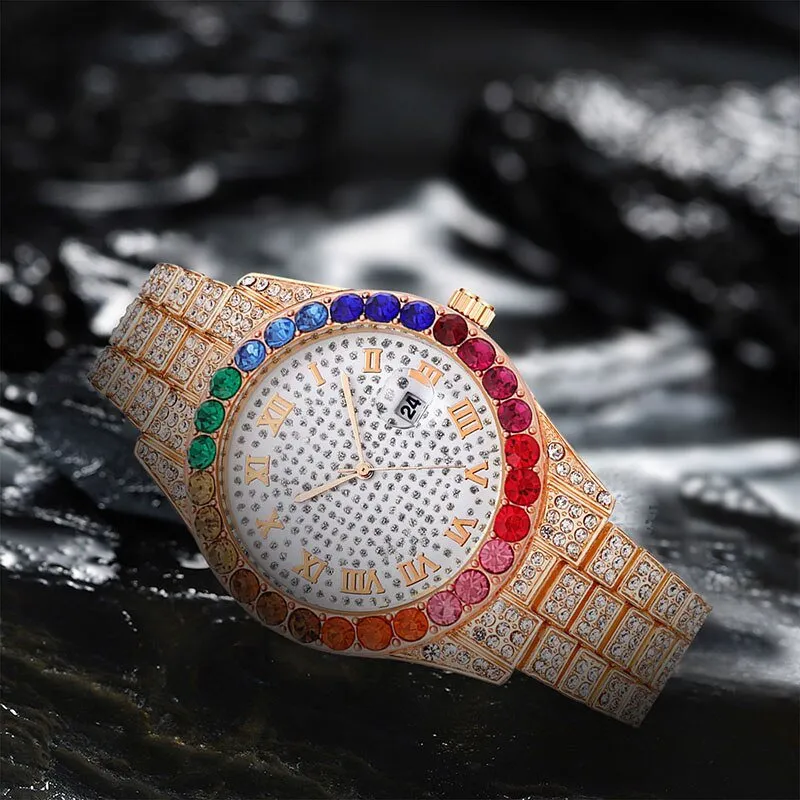 Full Diamond Belt Watch Women Roman literal Party Jewelry