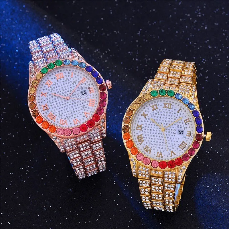 Full Diamond Belt Watch Women Roman literal Party Jewelry