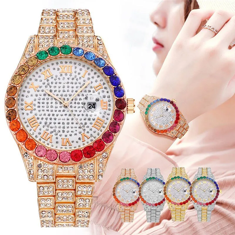 Full Diamond Belt Watch Women Roman literal Party Jewelry