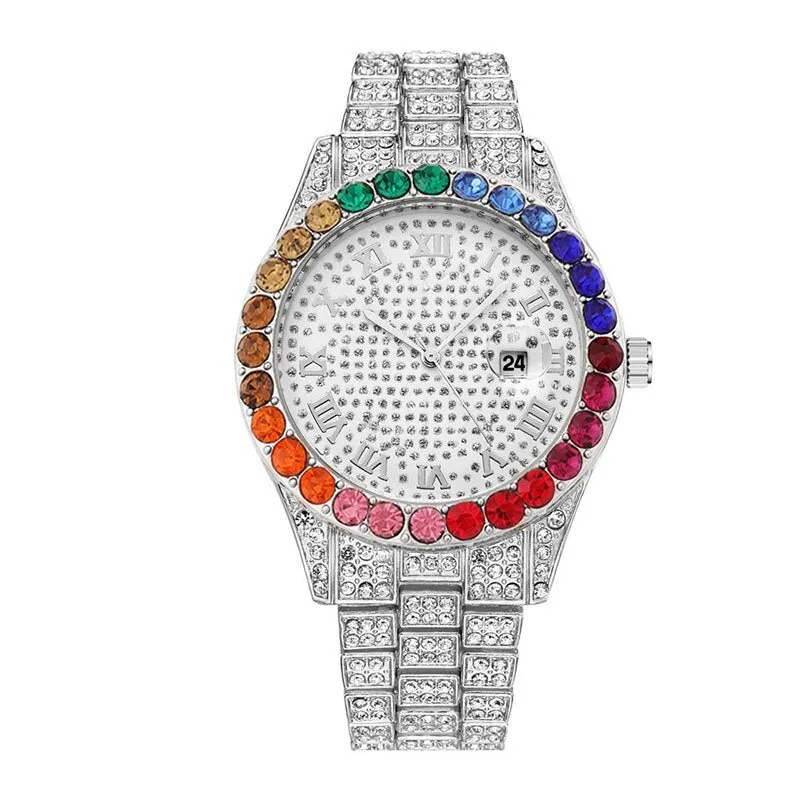 Full Diamond Belt Watch Women Roman literal Party Jewelry