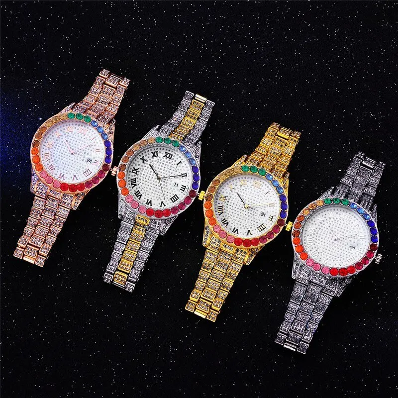 Full Diamond Belt Watch Women Roman literal Party Jewelry