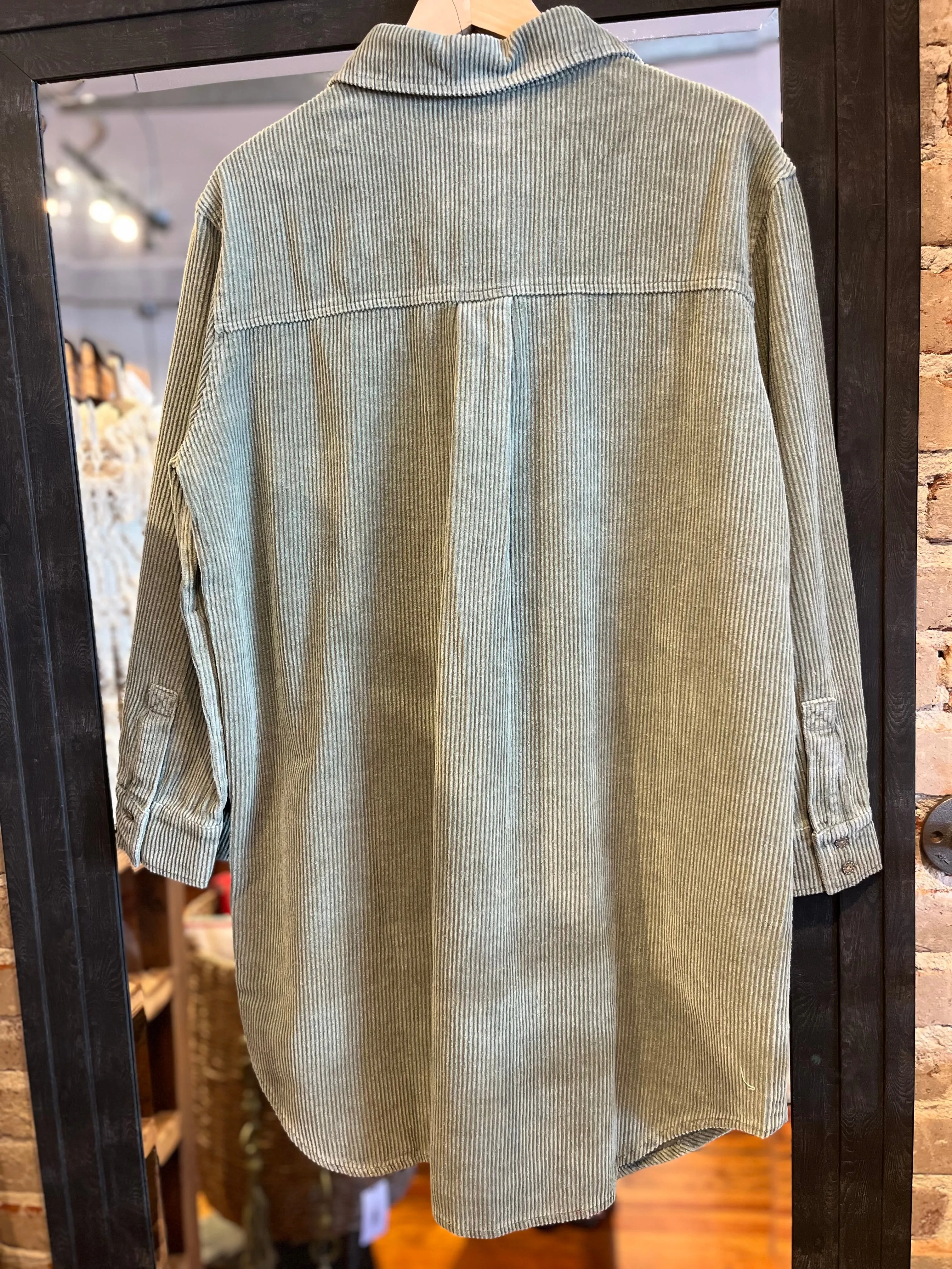 Garment Washed Corduroy Dress - Sage