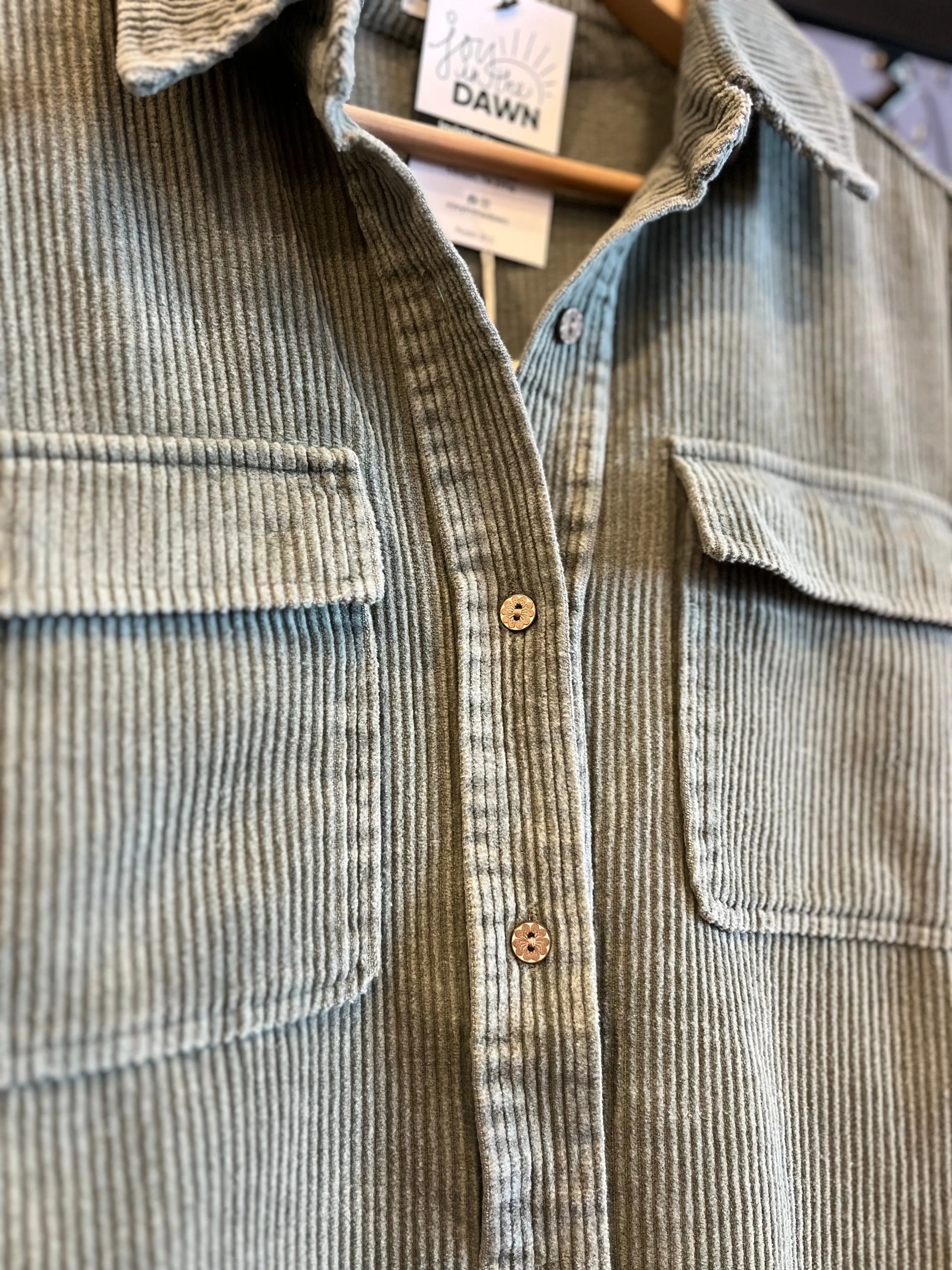 Garment Washed Corduroy Dress - Sage